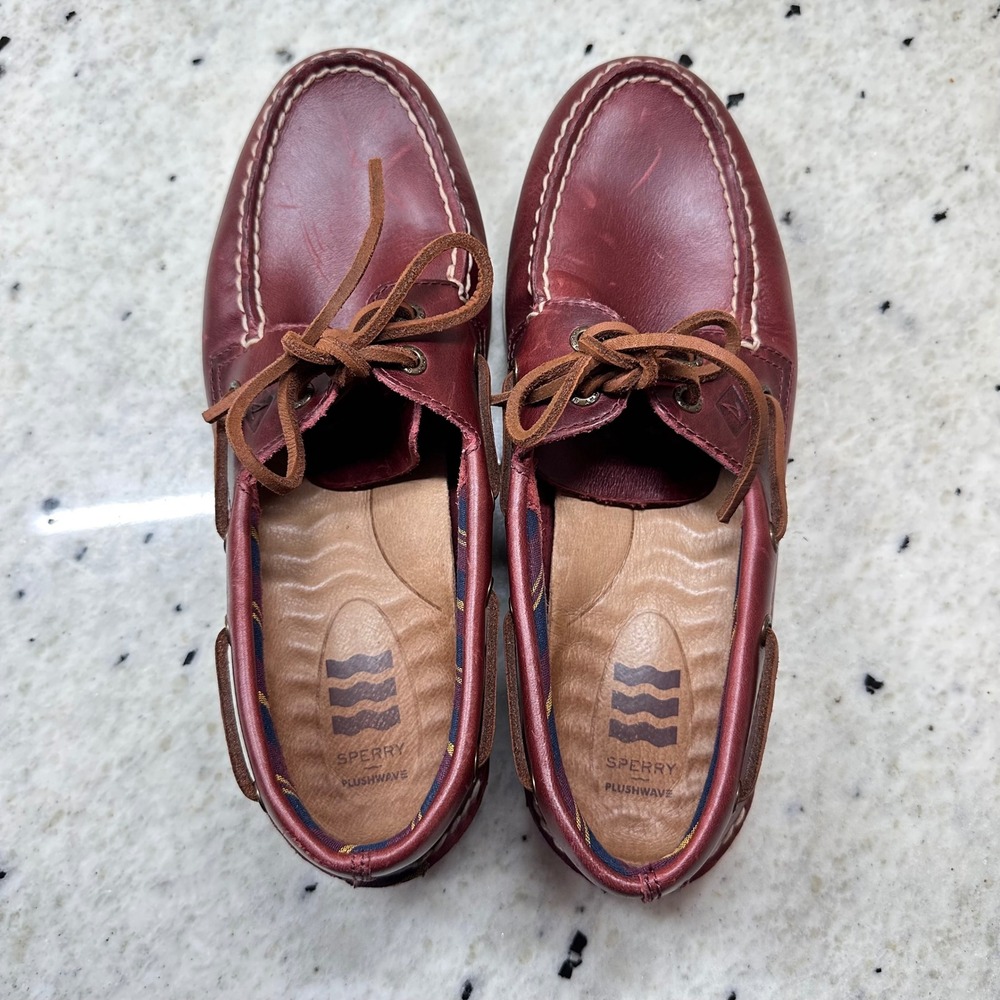 Sperry Boat Shoes Men Oxblood Leather Plushwave Authentic Original Ivy League 8M